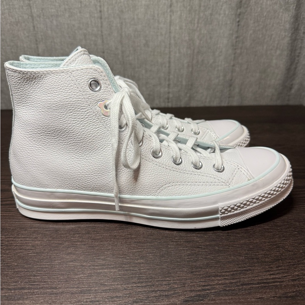 Converse Women's White Leather High-Tops - Picture 5 of 6